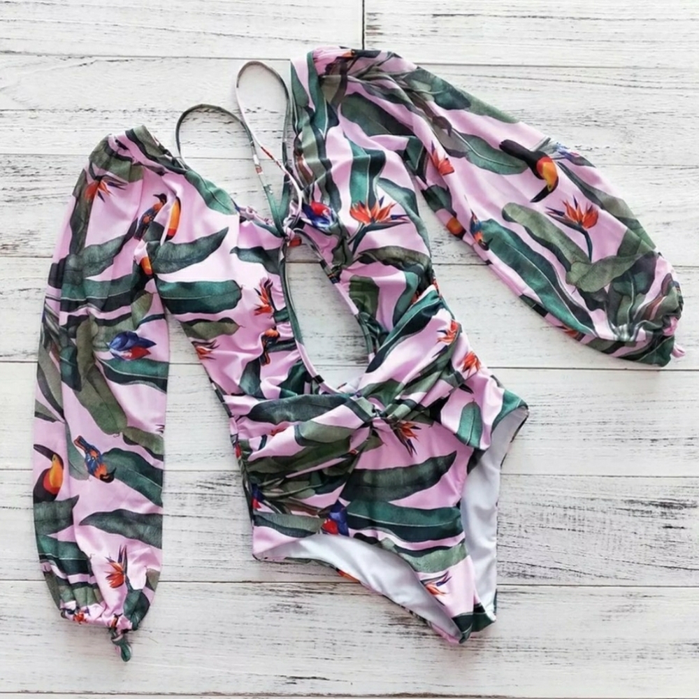 nk Floral Long Sleeve Swimwear